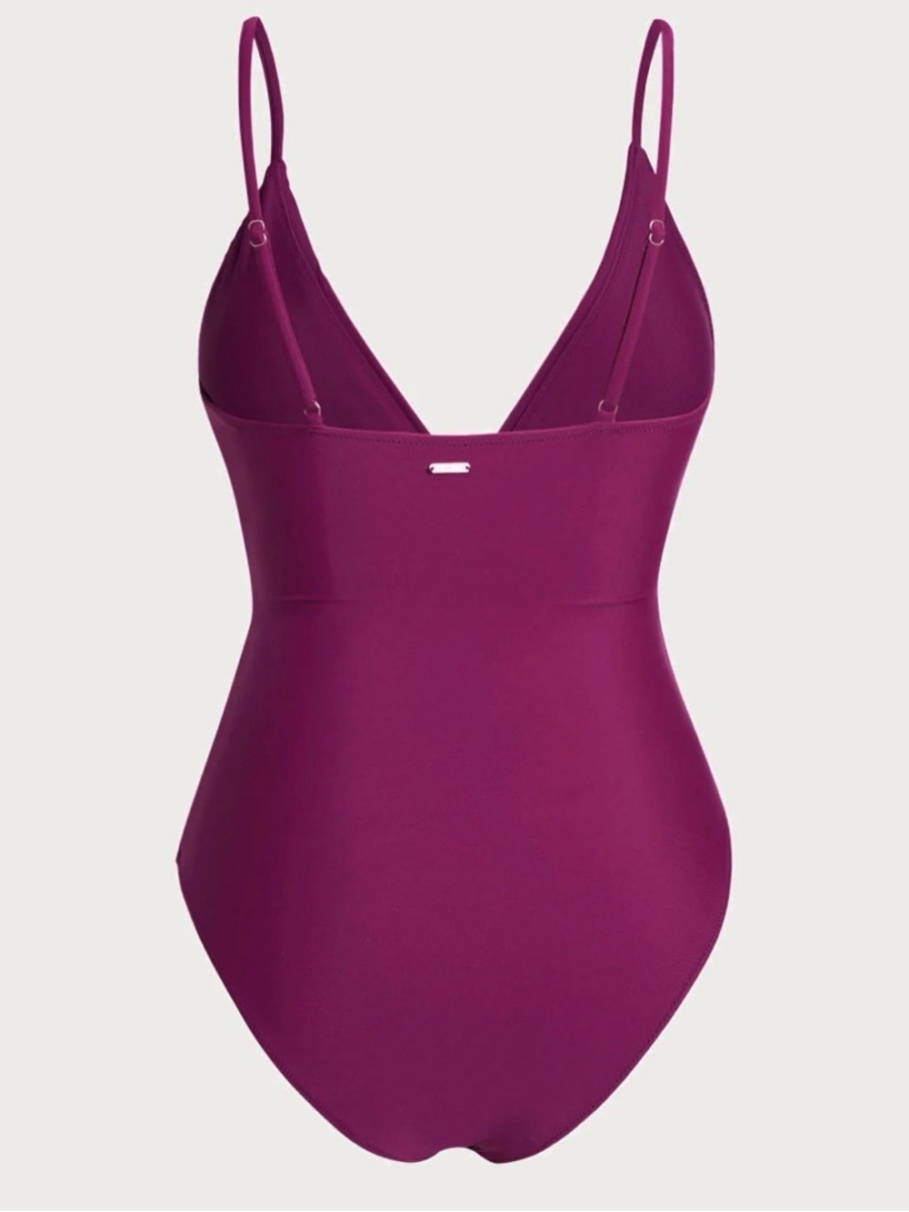 Berlook Burgundy Ruched V Neck One-Piece Swimsuit - Picture 4 of 10